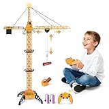 Charmofun Ferngesteuerte Turmkran, 128 cm hohe 2,4 Hz Turmdrehkran, 6 Kanäle Tower Crane Elektrisch, RC Baukran mit Hebehaken, Turmdrehkran Kanäle Lichtern für Kinder (Ferngesteuerte Turmkran Set)