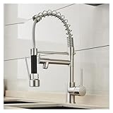 Küchenarmatur im Frühlingsstil, gebürsteter Nickel-Wasserhahn, rundum herausziehbar, drehbar, schwenkbar, Mischbatterie für Wasserauslass, Küchenspülenarmatur