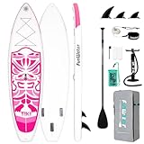 FunWater 10'6' & 11'6' Stand Up Paddle Board Multifunktionale Paddelboards mit Flossen, Knochleine, SUP Pump, Paddel, Sup-Rucksack, Für Aller Könnensstufen (10'6'-Tiki ROSA)