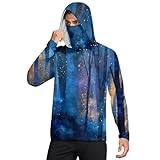 Herren Langarm Shirt Angelbekleidung Sonnenschutz Surfen Schwimmen Running Hoodie Sportshirt mit Maske 01-Lila