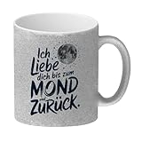speecheese Ich liebe dich bis zum Mond und zurück Glitzer-Kaffeebecher Romantisches Valentinstagsgeschenk - personalisierbarer Tassenhalter