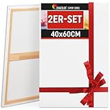 Zenacolor Leinwand Zum Bemalen 40x60 - Set aus 2 Canvas - Geeignet für alle Arten von Farben auf Leinwänden