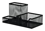 Q-Connect KF16572 Schreibtisch-Organizer/Schwarz/Schreibtischorganizer/Mesh Metall Büro-Organizer Desk Organizer/mit Gummifüßen/ 20,5 x 10,3 x 9,8 cm