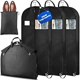 Vautvis Kleidersack Anzug, Kleidersäcke Lang, 3 Anzugtasche Und 1 Schuh Taschen, Kleiderhülle Mottensicher Staubdicht, Kleiderhüllen Für Anzug Und Kleid, Kleidersack Znzug Reise 100 X 60cm