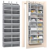 Kazaigou Wandorganizer Hängeregal mit 10 Taschen, 10 Netztaschen, 4 Metallhaken, Tür-Organizer, Hängeaufbewahrung Türregal Stoff für Bad, Schlafzimmer, Küche, Wohnheim, Camper, 36 kg Tragkraft