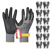 Gebol Master Flex Eco, 12 Paar Arbeitshandschuhe für Werkstatt & Garten, atmungsaktive Nitrilhandschuhe für Herren mit Schutz vor Öl & Nässe, L (Gr. 9)