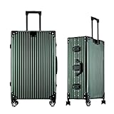 yuweijie Koffer 100% Aluminium Bordkoffer Hartschalen-Koffer Trolley Rollkoffer Handgepäck Teleskopgriff, Reisekoffer mit 4 Rollen,Größ Koffer,TSA-Schloss(XXL,Grün)