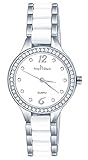 MICGIGI Damen Quarz Armbanduhr Keramisch weiß Rund Analog Uhr mit Einfaches Zifferblatt,Legierungs Edelstahl Armband