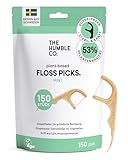 Zahnseide Stick pflanzlich und nachhaltig von The Humble Co. - 150 Stück Zahnseide Sticks mit Doppel-Faden zur Zahnreinigung Zwischenräume, frische Minze, von Zahnärzten empfohlen Zahnseidesticks