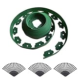 Flexible Rasenkante Kunststoff Cortenstahl Beeteinfassung 10m x 10cm (LxH), Beetumrandung mit 30 Erdanker, Beetbegrenzung Beetzaun Gartenpalisade Umzäunung Garten Dekorativ, Grün