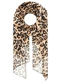 Zwillingsherz Seiden-Tuch im Leo Animal Muster - Hochwertiger Schal für Damen Mädchen – Halstuch Umschlagstuch – Pashmina - Loop - weicher Schlauchschal für Frühjahr Sommer Herbst Winter