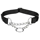 TRIXIE Premium Zug-Stopp Halsband Größe S–M: Halsumfang 30–40 cm/15 mm in schwarz - stufenlos verstellbares Hundehalsband für kleine bis mittelgroße Hunde, einfacher Verschluss, 202701