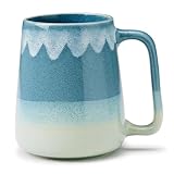 Cteahrow 24 oz Keramik-Kaffeetasse, große Milchkaffeetasse, Teetasse, glatte Glasur für Kakao, Cappuccino, Latte, Müsli, spülmaschinenfest, mikrowellengeeignet (Hellblau)