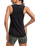 CRZ YOGA Damen Sport Tank Top Racerback Ärmelloses Yoga Oberteile Sommer Fitness Tops Gym Leichte Sporttop Schwarz 38