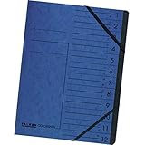 Original Falken Premium Ordnungsmappe. Made in Germany. Aus extra starkem Colorspan-Karton DIN A4 12 Fächer und 2 Gummizüge mit Organisationsdruck blau Ringmappe Register-Mappe