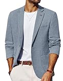 PJ PAUL JONES Blazer Herren Leinen Sakko Sportlich Anzugjacke EIN Knopf mit Reverskragen Hellblau XL