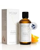 RELAQZ – Saunaaufguss 'Vitality' fruchtig-frische Saunaessenz 100ml – Premium Aufgussmittel Saunakonzentrat alkoholfrei & mit naturreinen ätherischen Ölen – Zitrus Saunaduft – Verdampft rückstandsfrei