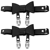 JOINPAYA 2 Stück Verstellbare Strumpfbänder mit Schleife Hautfreundlicher Beinring aus PU Leder Modische Strumpfhalter für Damen Passend zu Kleidern und Röcken