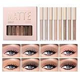 Anglicolor Matte Flüssiger Lidschatten Set, 8 Farben Hochpigmentierte Matte Natürliche Nude Flüssige Lidschatten, Langanhaltendes Schnell Trocknendes Augen Makeup (8 Farben Set A2)
