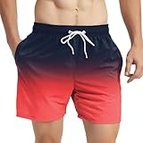 Badehose für Herren Atmungsaktiv Schwimmhose Wasserabweisend Badeshorts Trainingsshorts Elastisch Verstellbar Mit Tunnelzug Meshfutter Beachwear Boardshorts