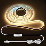 ALITOVE COB LED Streifen 2M TV LED Hintergrundbeleuchtung USB Dimmbar LED Strip 320LEDs/m 5V Warmweiß 3000K für Hängeschrankunterbeleuchtung Schlafzimmer Heimdekoration