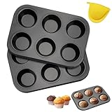 2 PCS Muffinform Blech groß muffinformen Muffins Backform Kohlenstoffstahl Muffin Backblech Muffinblech muffin form für Cupcakes Brownies Kuchen Antihaftbeschichtetes Waschbar (26,5 x 18,5 x 3 cm)