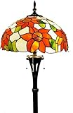 Tiffany-Stil 40,6 cm Retro Buntglas Stehlampe 3 Licht Deckenfluter für Wohnzimmer & Lesen mit praktischem Fußschalter Elegante Heimbeleuchtung Dekor