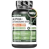 Alpha Liponsäure mit Zink Hochdosiert 650mg, Optimierte Formel von S und R Alpha Liponsäure, Alpha Lipoic Acid ALA 100% Vegan, 120 Gluten- und GMO-freie Alpha-Liponsäure Kapseln, Vitastrong Qualität
