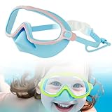 Taucherbrille Kinder, 2025 Upgrade Schwimmbrille Kinder mit Nasenabdeckung,180°Panorama HD Anti Nebel Anti-Leck Swimming Goggles Verstellbares Silikonband Schnorchelmaske für Jungen Mädchen (Hellblau)
