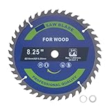 Kozelo Kreissägeblatt - [8 1/4 Zoll x 40 Zähne x 5/8 Zoll Bohrung] Kreisschneidblatt mit 5/8' auf 3/8' Unterlagsscheiben-Adapter für Holz- und Kunststoffbearbeitung, 0,09' Schnittbreite