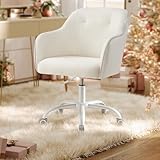 SONGMICS Homeoffice Stuhl, Drehstuhl, Schreibtischstuhl, höhenverstellbar, bis 110 kg belastbar, atmungsaktiver Sherpa-Stoff und PU, für Arbeitszimmer, Schlafzimmer, cappuccinobeige OBG019W01
