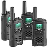 simvalley Communications Walkie Talkie: 4er-Set PMR-Funkgeräte mit VOX, bis 10 km Reichweite, LED-Taschenlampe (Walki Talkis, Funkgerät Talkies, Handsprechfunkgeräte)