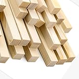 COYOUCO Quadratische Holzdübelstange, Kiefernholzstäbchen, Natürliche Lange Dübelleisten Holzstäbchen, Modell, 10 cm Länge, 5 Pack, 4 cm Dicke,4x8cm