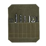 POHOVE Messer-Rolltasche mit 7 Fächern, Tragbare Messertasche für Köche, Geeignet für Camping, Wandern(Color:Grün)