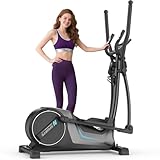 Neezee Crosstrainer für Zuhause, Ultraleiser Ellipsentrainer mit 16 Widerstandsstufen, 8 kg Schwungrad, 16,5 Zoll Schrittlänge, Belastung 150KG, LCD-Display, Pulssensoren, Gerätehalterung