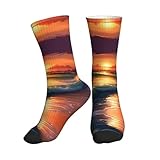 ALLiYa Sunset Seaside Kompressionssocken für Damen und Herren, Durchblutung ist für athletisches Laufen, Radfahren, tägliches Tragen, 1 Schwarz, Einheitsgr��e