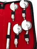 Edelstahl Nervenrad Set silber in Etui Nadelrad Set