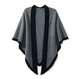 JIAN XIAO Woll-Dreiecksschal mit Farbblockdesign, 200 x 90 cm, 100% Australische Wolle, Grau-Beige-Creme (Schwarz)
