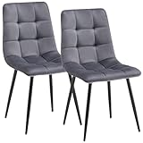 DEULINE Esszimmerstühle Essstühle Samtbezug Polsterstuhl Stühle Esszimmer Stuhl Milano 2er-Set GRAU 521251
