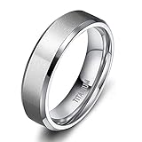 Zakk Damen Herren Ringe Titan Silber Matt Gebürstet Verlobungsring Partnerring Eheringe Trauringe 4mm 6mm 8mm 10 mm Breit (6mm,61 (19.4))