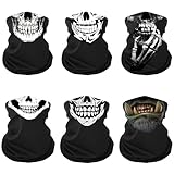 AMSNINK 6 Stück Multifunktionstuch, Totenkopf Maske,Schlauchschal, Halstuch Herren, Schlauchschal Herren, Schlauchschal Damen, Loop Schal, Halstuch Motorrad Herren, Halswärmer, Loopschal