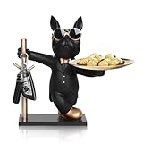 OKESYO Bulldogge Skulptur Deko, Französische Bulldogge Tablett Deko, Bulldogge Tablett Deko, Wohnzimmer Büro Moderne Hund Deko, Geschenk für Frauen Männer Mama