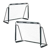 Relaxdays Fußballtor Garten, 2er Set, Kinder & Erwachsene, HBT: 110 x 150 x 75 cm, Metall, stabile Tore Fußball, grau