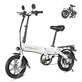 SAMEBIKE Elektro-Faltrad 14 Zoll Fat Tyre für Erwachsene und Jugendliche 55 km Akkulaufzeit Lithium Batterie 36V (White)