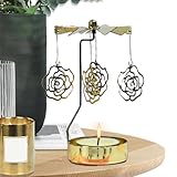 Drehbarer Kerzenhalter – Duftkerze drehbarer Kerzenständer mit rundem Thermoteller – drehbare Laterne für Büro, Atmosphäre, Abendessen, drehbarer Kerzenleuchter mit Karussell für das Zimmer