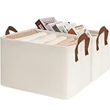 TIMEYARD Aufbewahrungsbox Kinder 2-Pack, 30L Schrank Organizer, Aufbewahrungskorb für Badezimmer, Regal, Schreibtisch, Bad, Wäschekorb Faltbar, Korb Aufbewahrung, Rechteckig, 42L x 28B x 25H cm, Beige