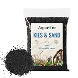 AquaOne Aquarium Kies Sand 5 kg I Bodengrund hell schwarz bunt fein mittel grob I Aquariumkies Premium Qualität I Quarzsand Aquariumkies Deko Aquascaping Körnung (schwarz 2-3mm)