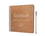 BridesDay Hochzeit Gästebuch - Gästebuch Hochzeit mit Gratis Stift - Langlebiges Hardcover umgibt Ihr Hochzeitsgästebuch - Erinnerungen für die Ewigkeit mit Stabiler Fadenbindung im Hochzeitsbuch