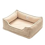 LilyAbeille Hundebett, Katzenbett, Orthopädische Hundebetten Waschbar für Kleine Hunde, Abnehmbar, Flauschig, Bissfest Hundekorb Hundesofa Katzenkorb (60 * 50 * 20 cm, Aprikose)