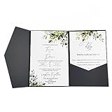 MillaSaw, Umschläge für Hochzeitseinladungen, für Feiern, Geburtstagsfeiern, Geschenkkarten zum Valentinstag, Set mit 25 Stück (schwarz)